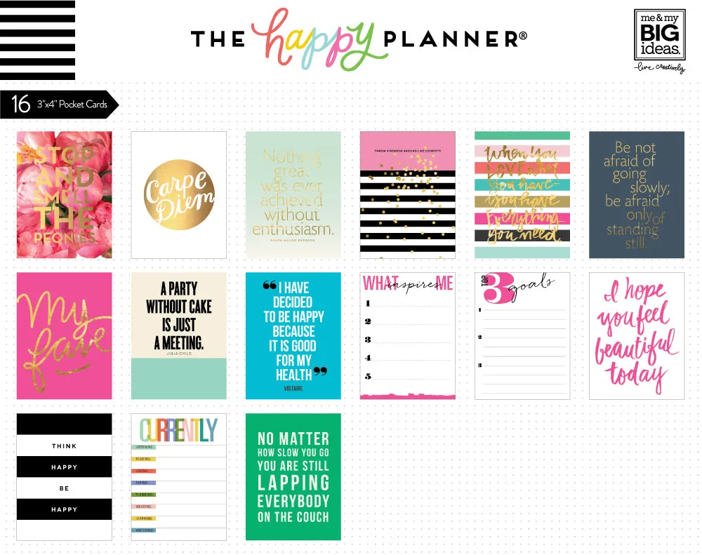 Happy Planner Pocket Cards 52 cartes doré inspiration