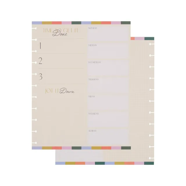 Happy Planner Priorities Plans recharge Big 40 feuilles checklist