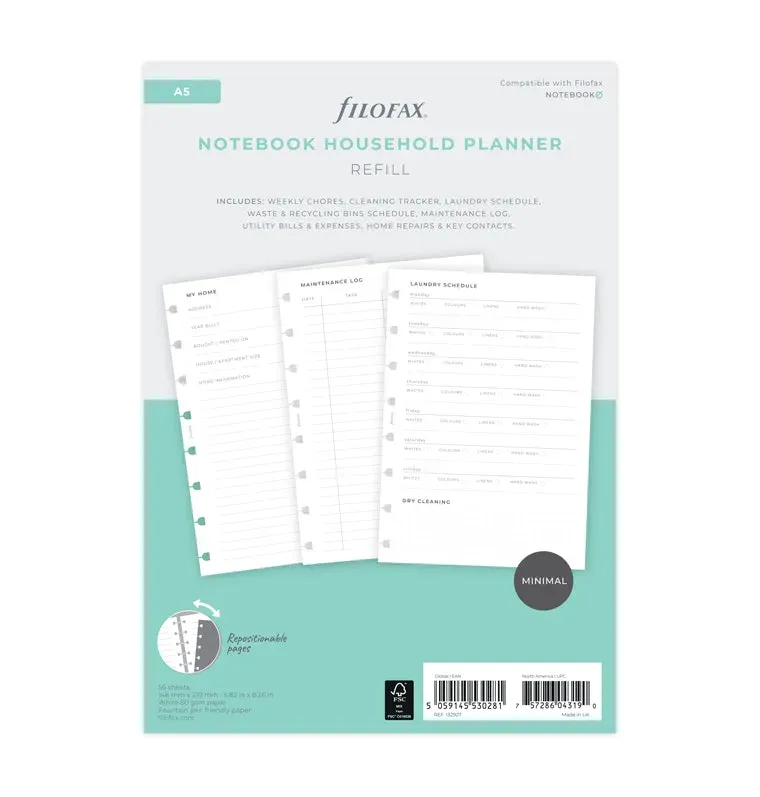 Filofax Planner Maison recharge notebook A5 ménage