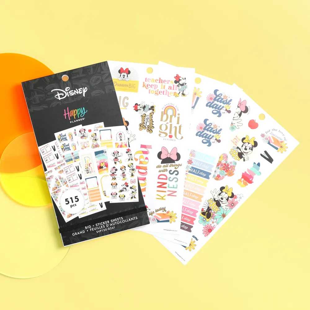 Happy Planner Disney Minnie Teacher stickers Big 515 arc-en-ciel