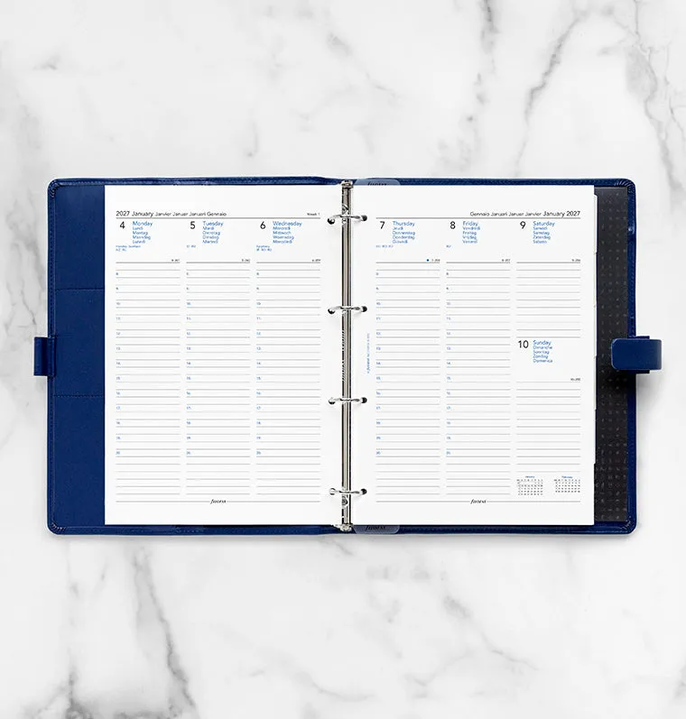 Filofax Classic recharge agenda 2027 A4 horaire multilingue