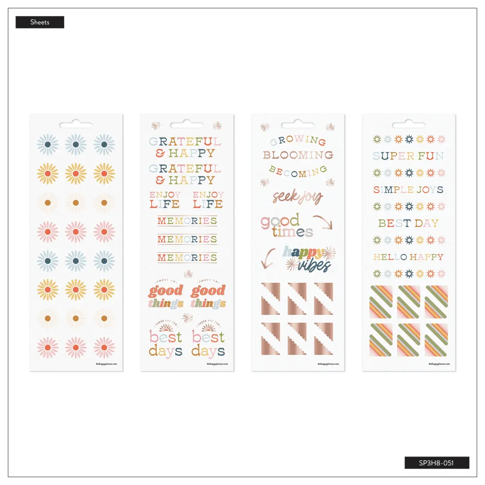 Happy Planner Simple Joys stickers déco 8 planches 176 pièces