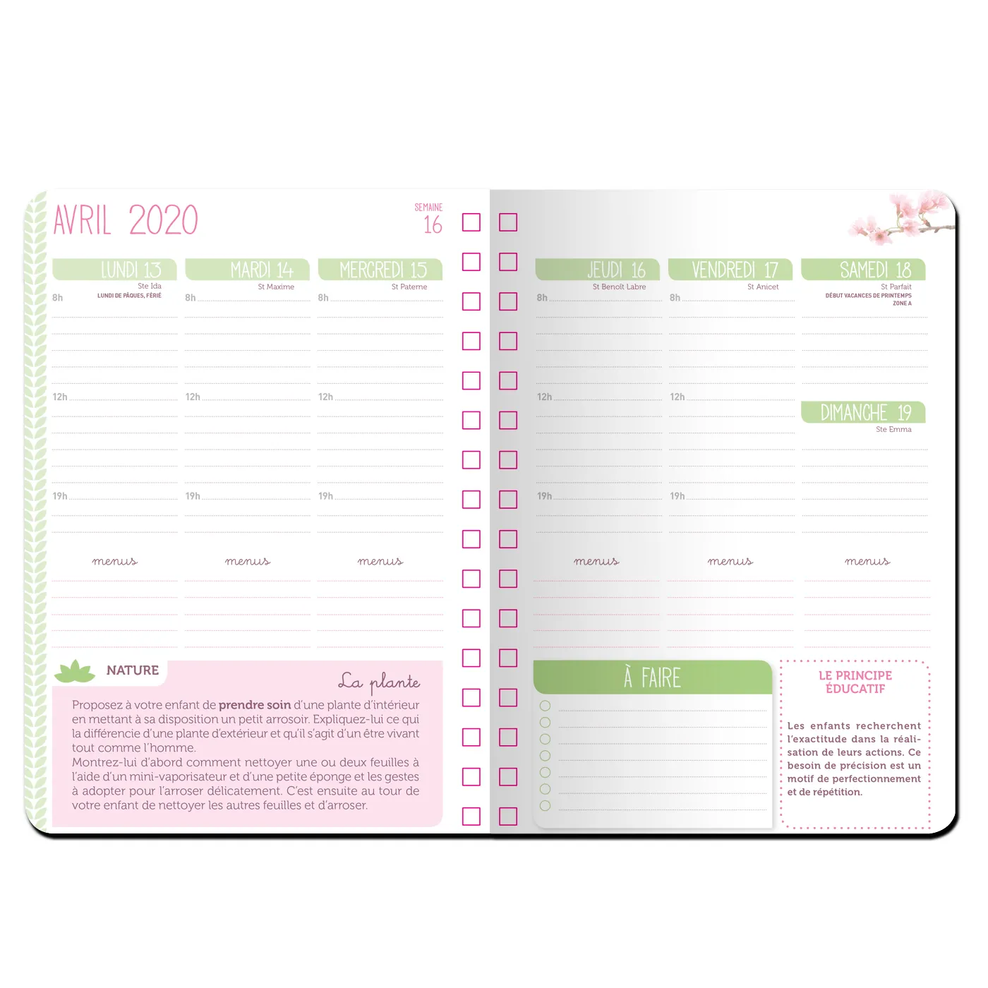 Frigobloc Montessori famille organisée agenda familial 2019-2020