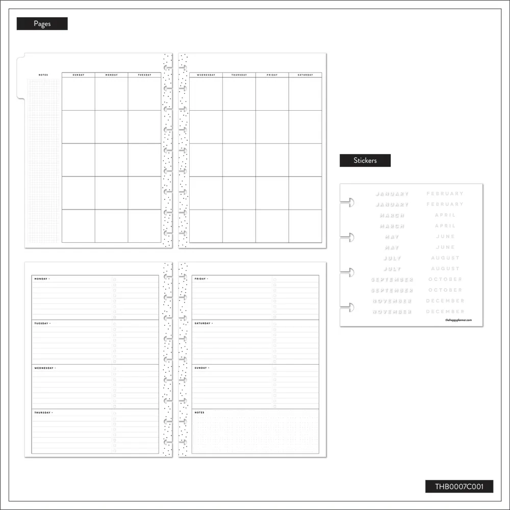 Happy Planner Planning 101 agenda non daté Classic kit floral