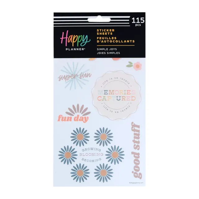 Happy Planner Simple Joys stickers agenda 5 planches doré
