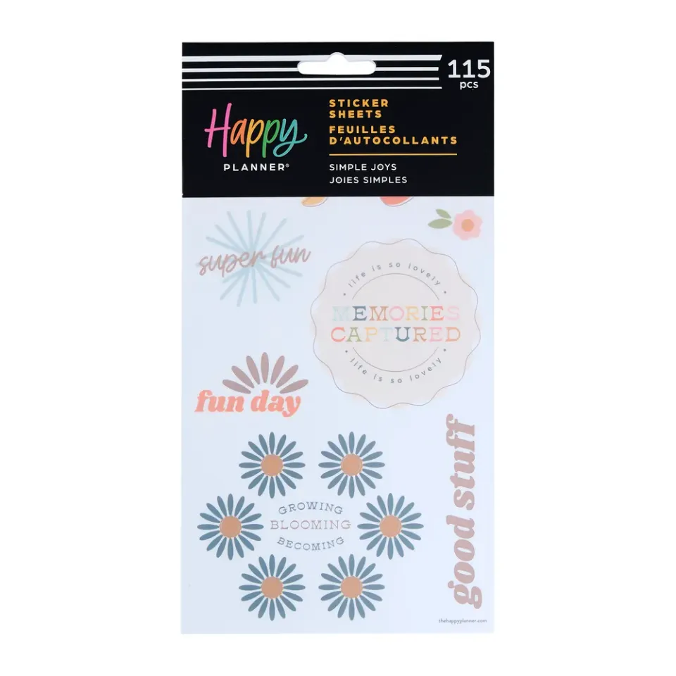 Happy Planner Simple Joys stickers agenda 5 planches doré