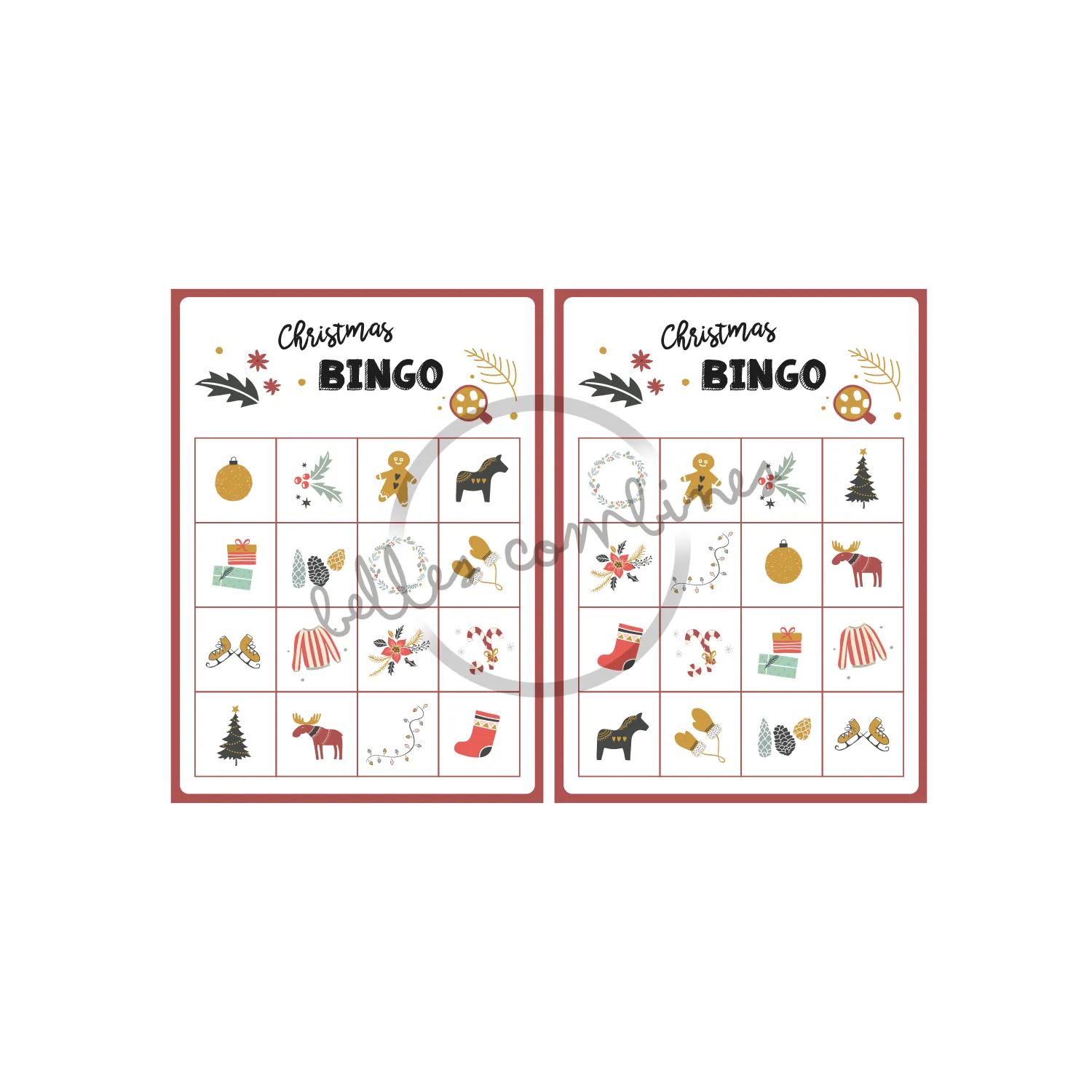 Les Belles Combines Bingo de Noël jeu à imprimer bilingue