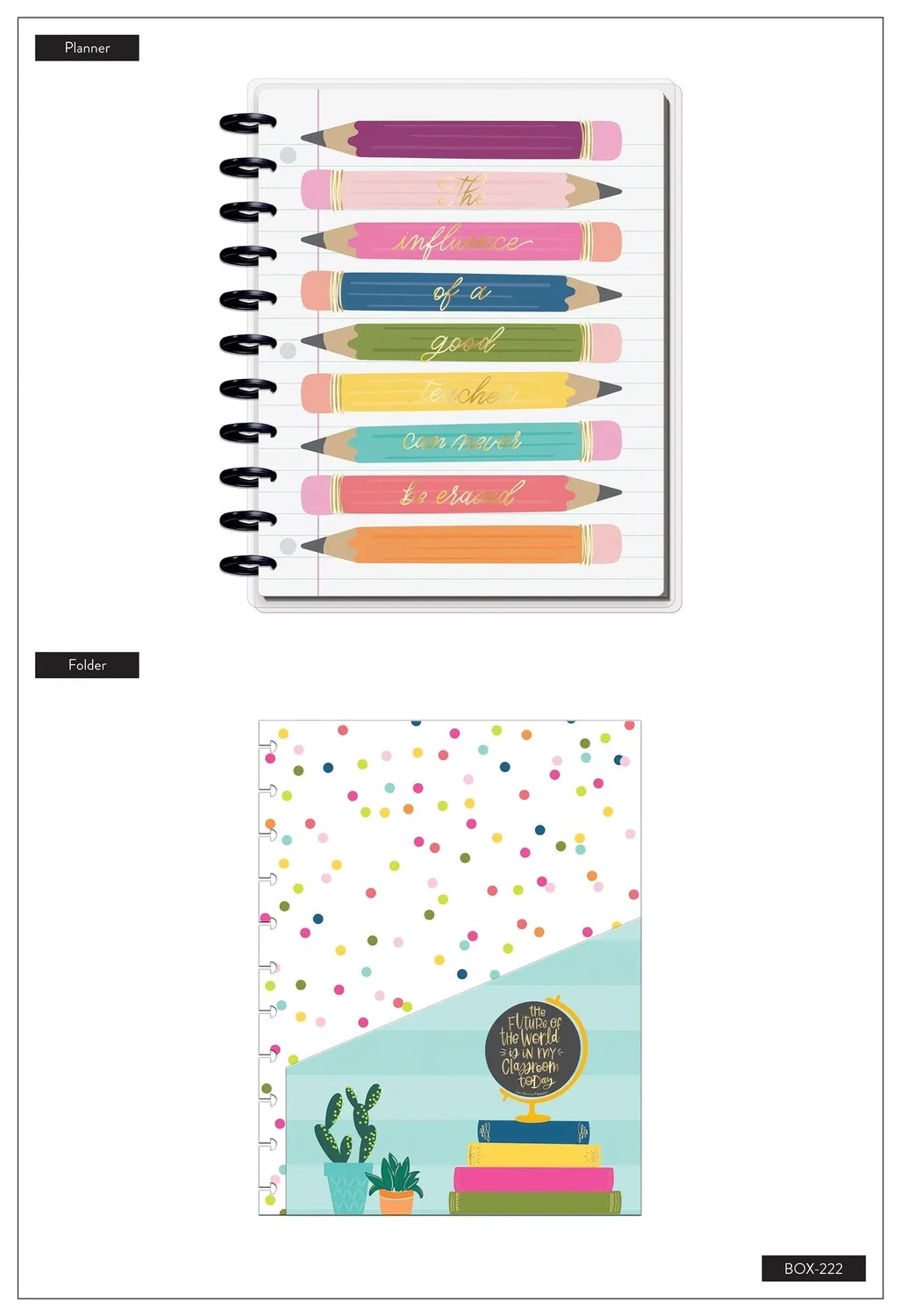 Happy Planner Teacher's Influence coffret agenda Big non daté