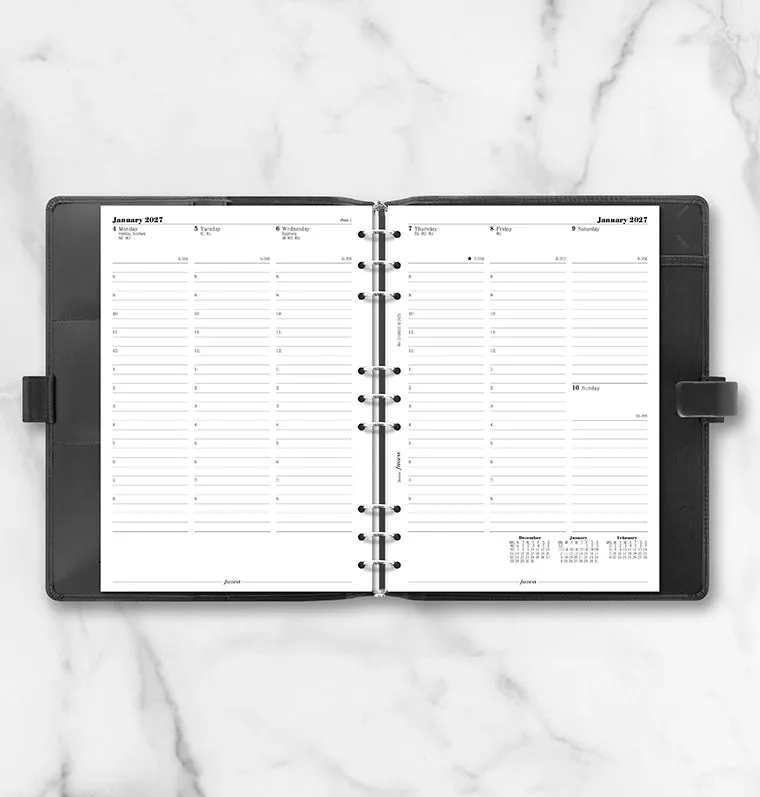 Filofax Classic Deskfax 2027 recharge semaine 2 pages anglais