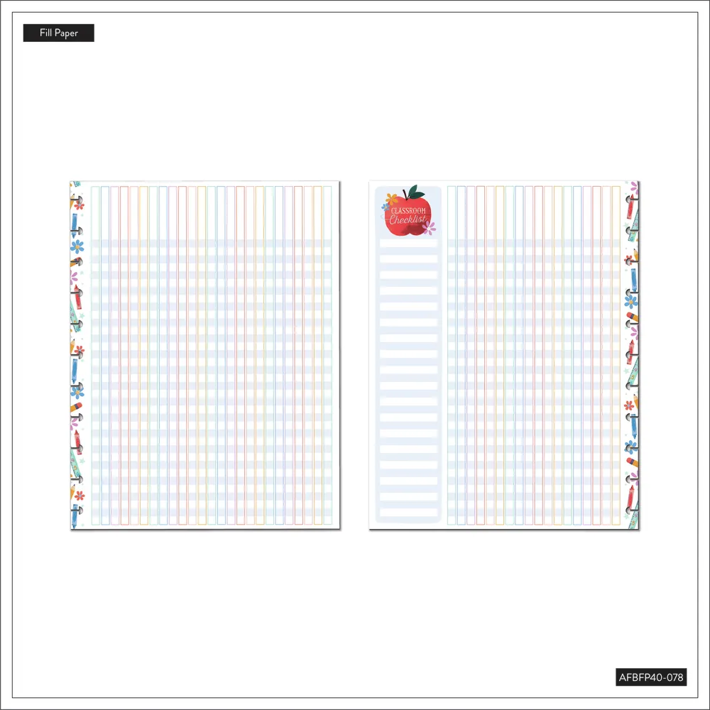 Happy Planner Classroom Brights papier checklist Big 40 feuilles