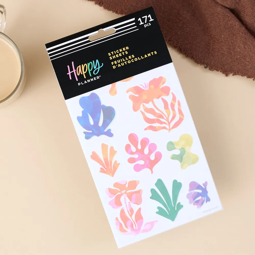 Happy Planner Vivid Tropics stickers 10 planches 171 pièces