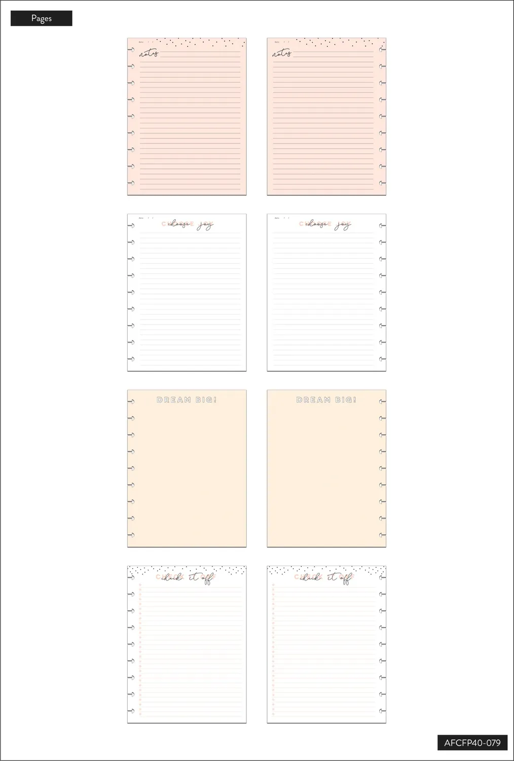 Happy Planner Everyday Essentials Neutrals papier Classic 40 feuilles