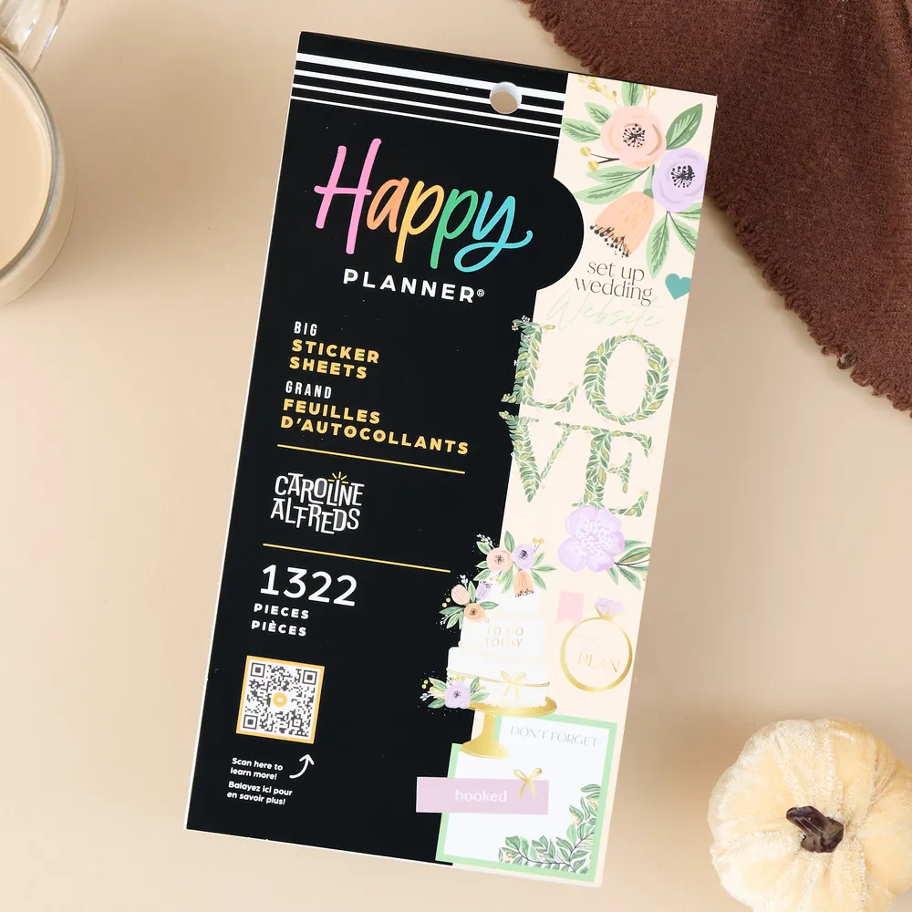 Happy Planner Garden Wedding stickers Big x1322 doré