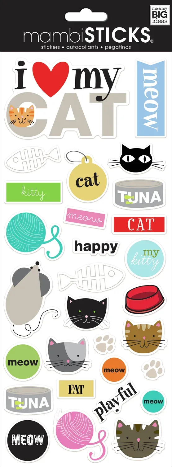 Happy Planner Positively Purrfect planche stickers chat
