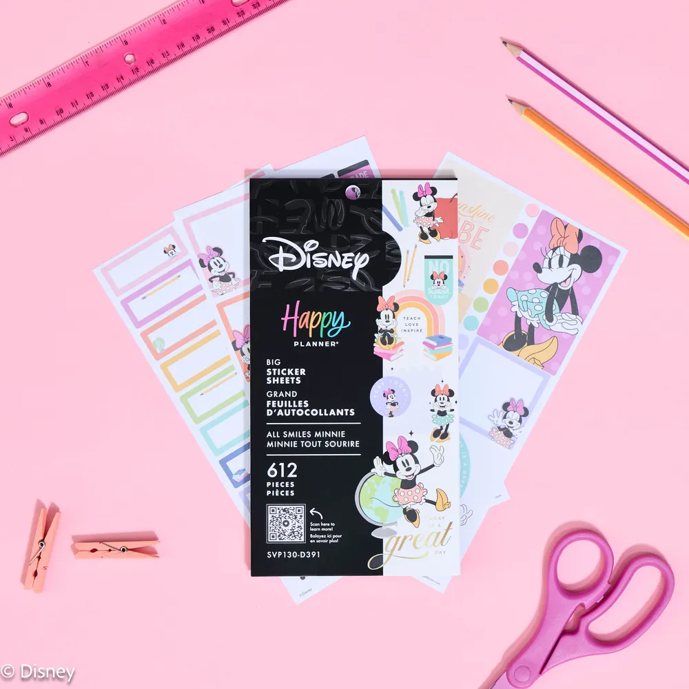 Happy Planner Disney Minnie Mouse All Smiles stickers enseignant 612 pcs