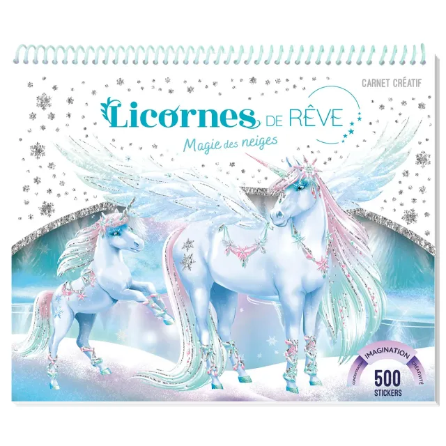 Licornes de rêve magie des neiges carnet créatif stickers
