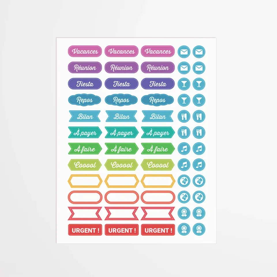 My365 Stickers arc-en-ciel organisation icônes