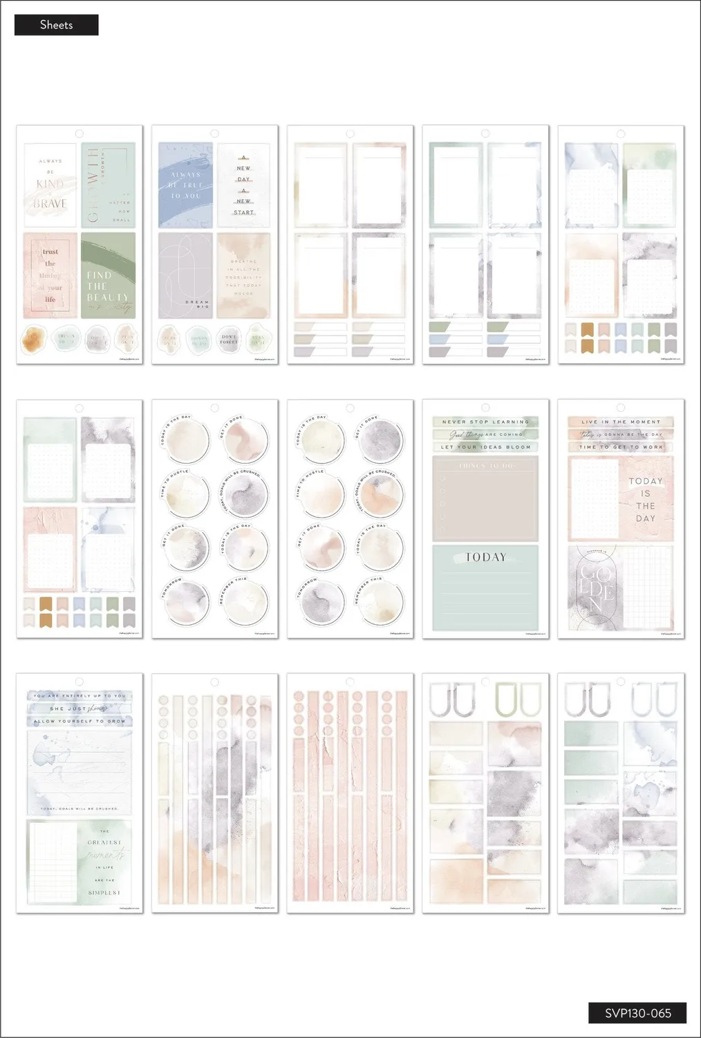 Happy Planner Big carnet stickers aquarelle neutre 399 pièces