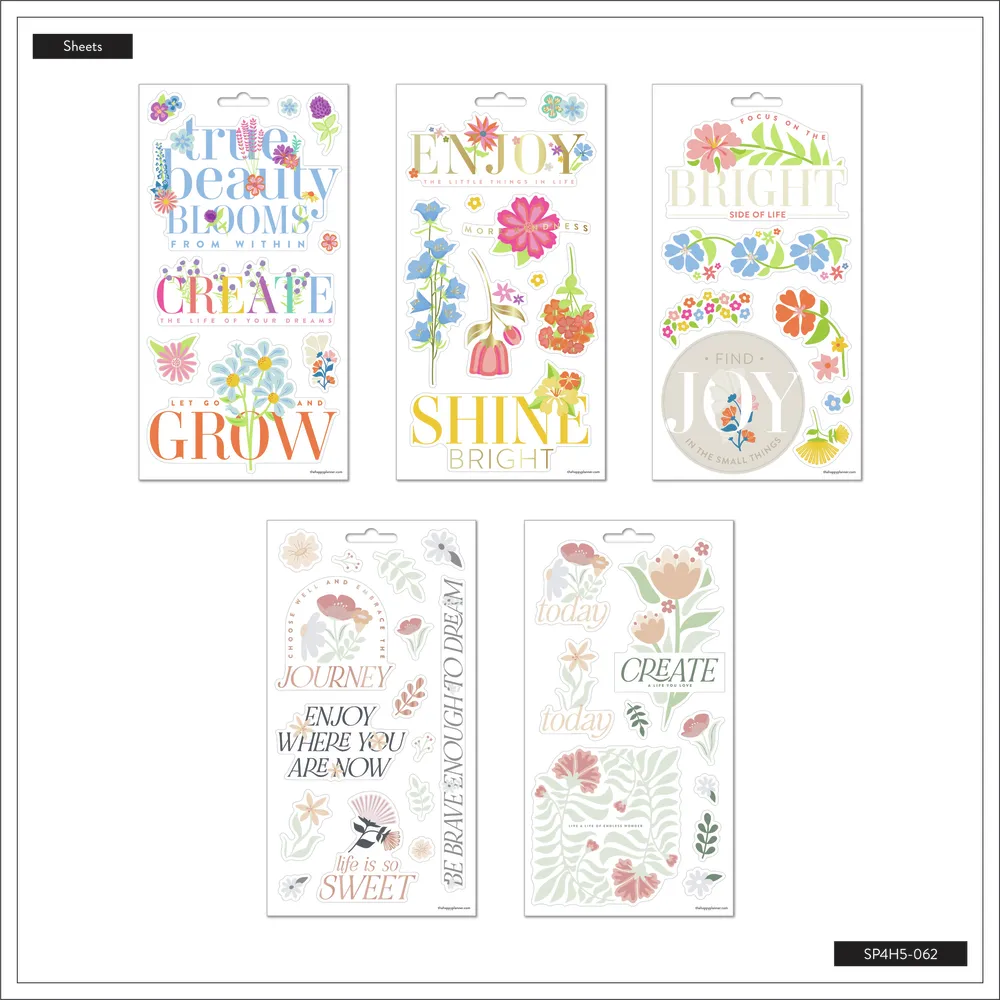 Happy Planner Essential Florals stickers 5 feuilles 49 pièces