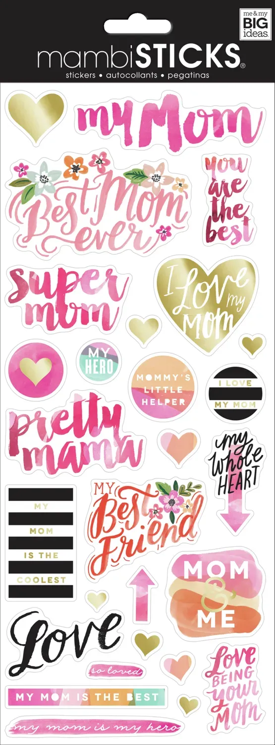 Happy Planner Super Mom planche stickers maman doré