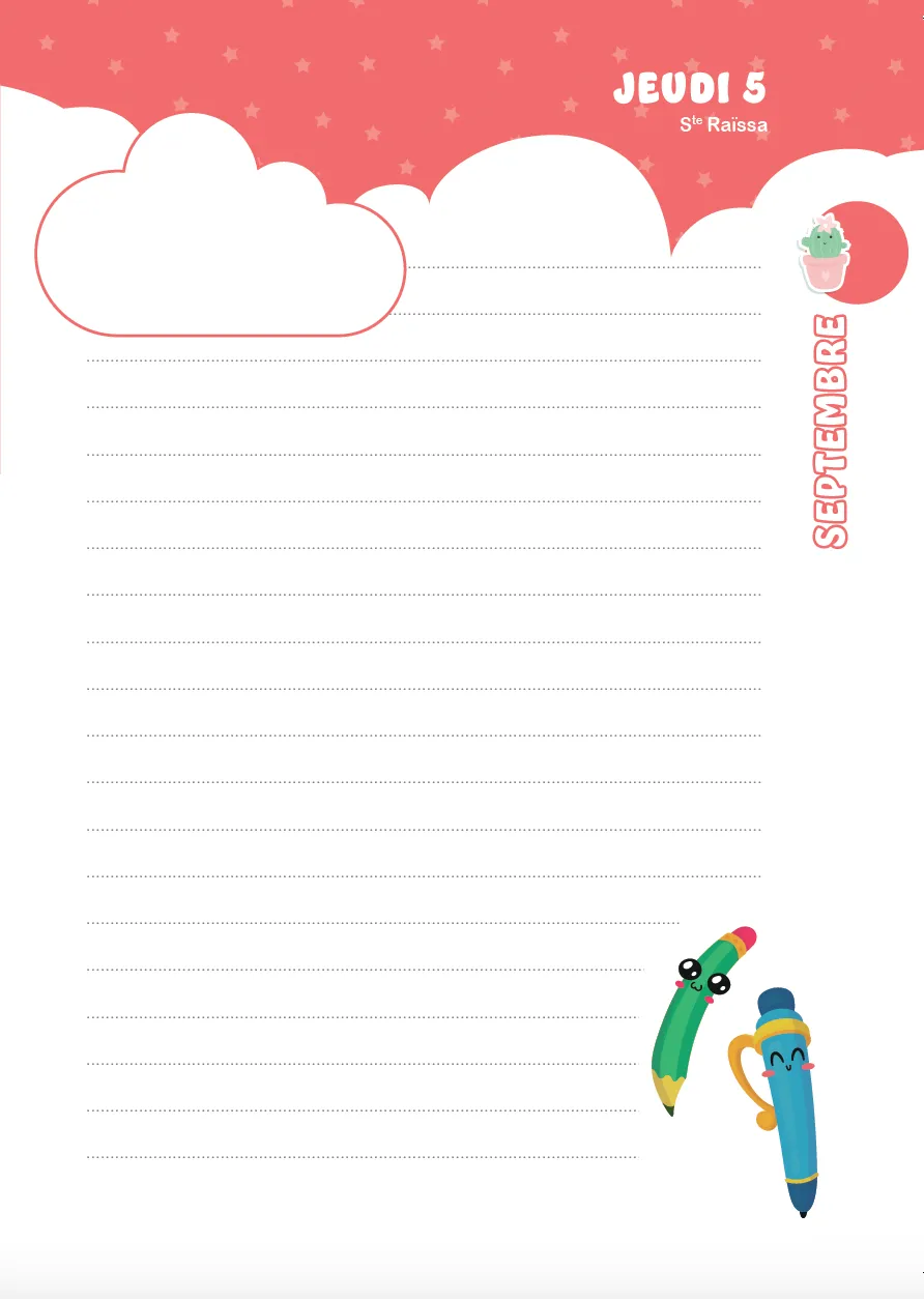 Frigobloc Kawaii 2024-2025 agenda créatif à customiser stickers