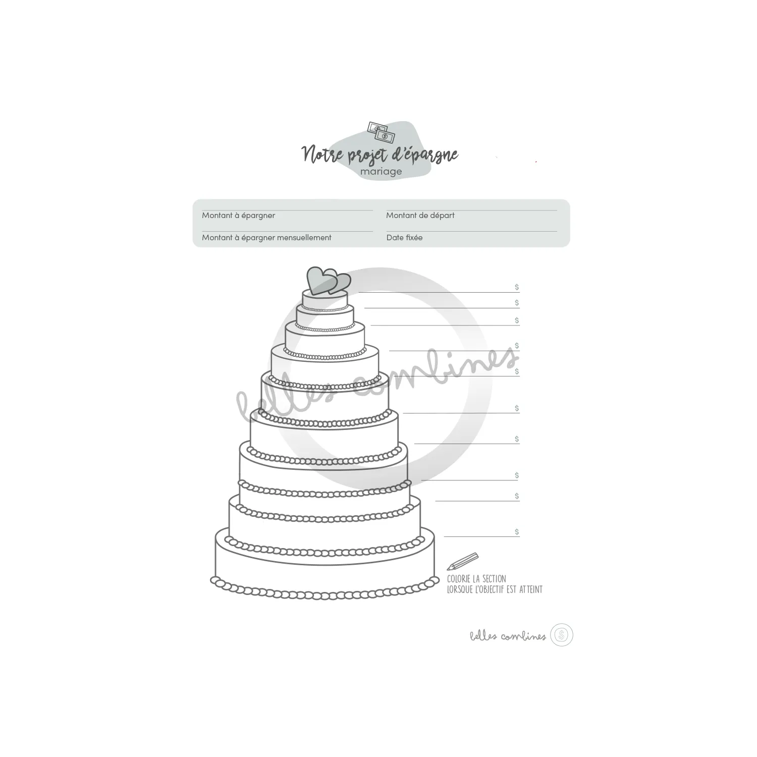 Les Belles Combines Projet d’épargne mariage fiche à imprimer