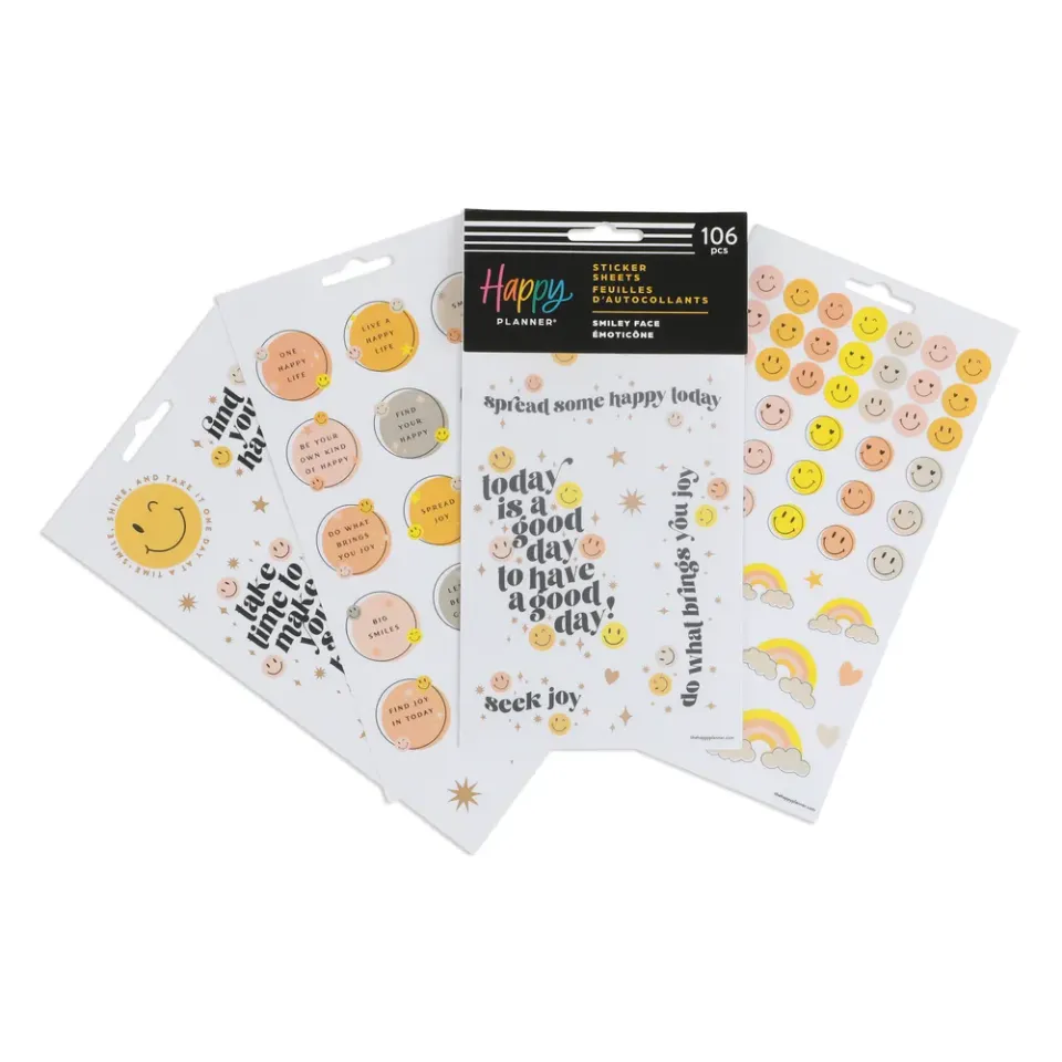 Me & my big ideas Happy Smiley Face stickers 5 planches 106 pièces