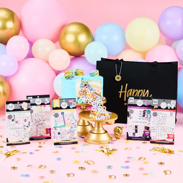 Happy Planner Golden Cheers bundle stickers 5 carnets + tote