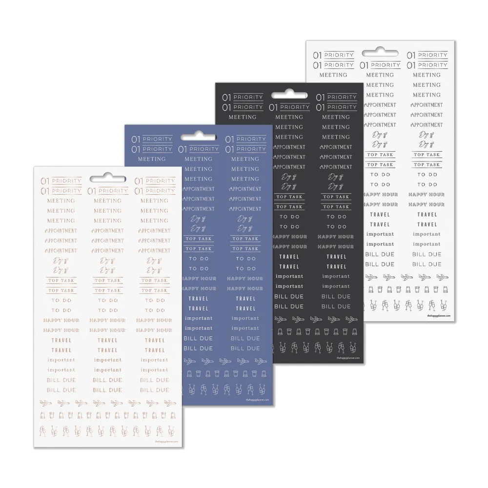 Happy Planner Work + Life Onyx stickers travail 8 planches