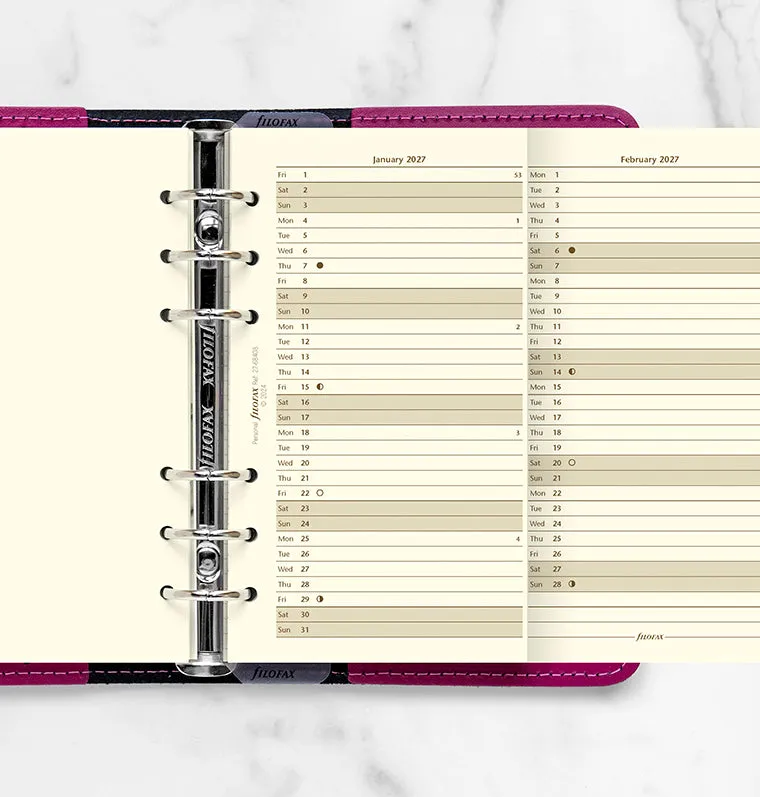 Filofax 2027 recharge agenda verticale Personal crème anglais