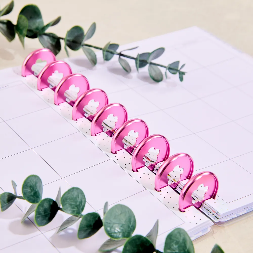 Happy Planner Rosy Flower anneaux métal Medium rose 11 pièces