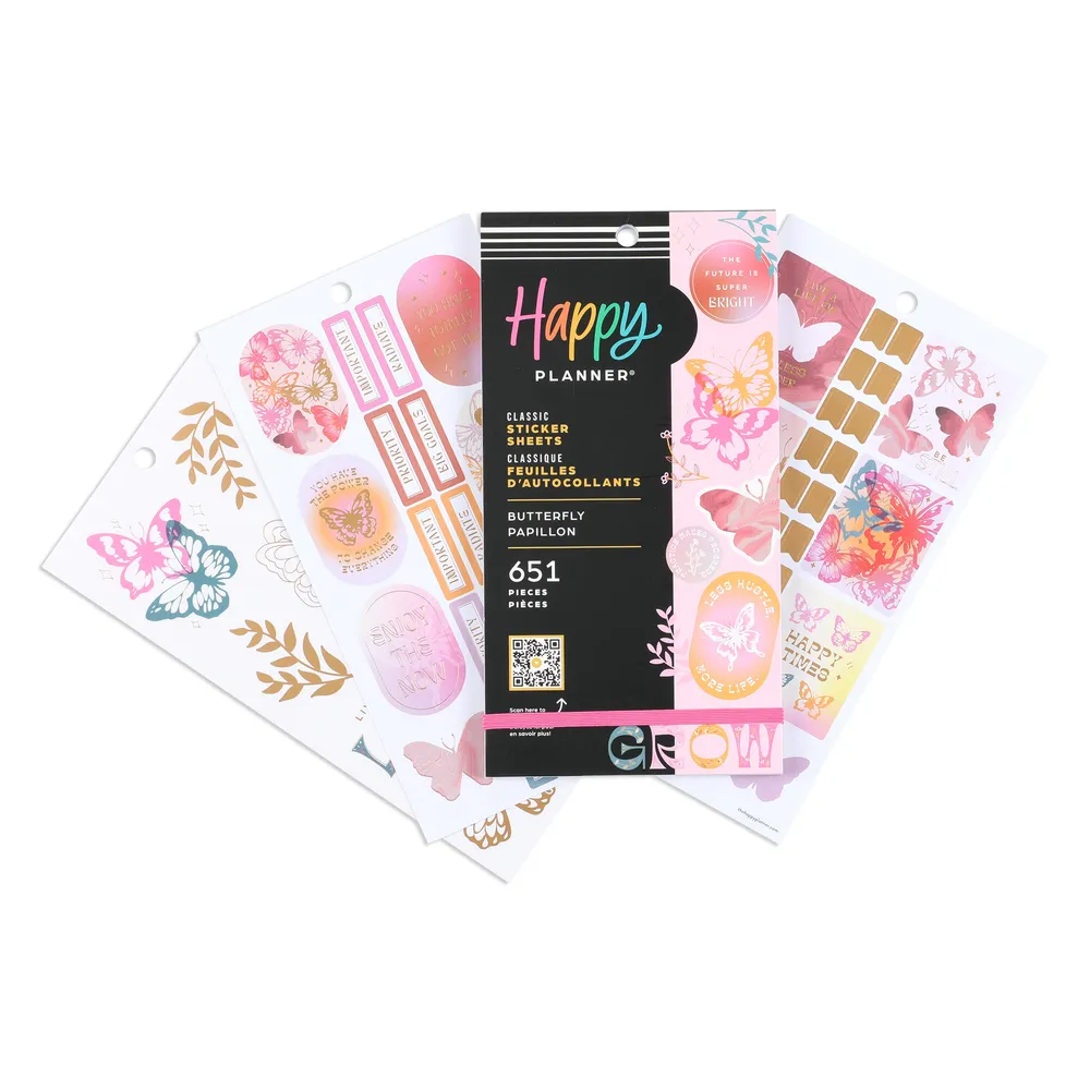 Happy Planner Butterfly Bliss stickers value pack 651 rose