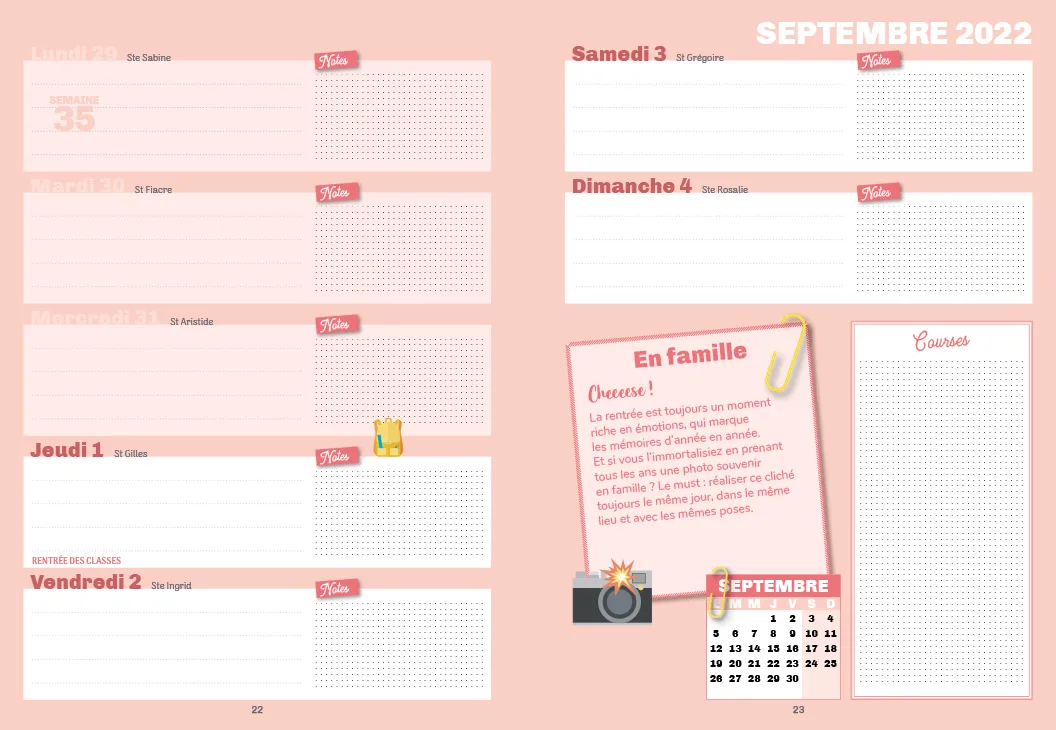 Frigobloc Ultra Simple agenda famille semainier stickers 2023