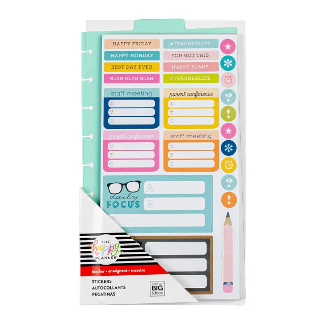 Happy Planner Teacher Productivity stickers snap-in 536 pièces