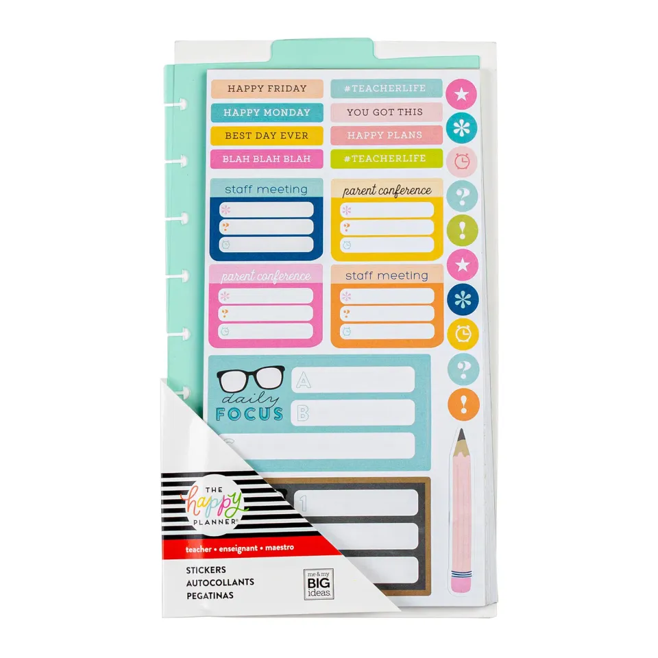 Happy Planner Teacher Productivity stickers snap-in 536 pièces