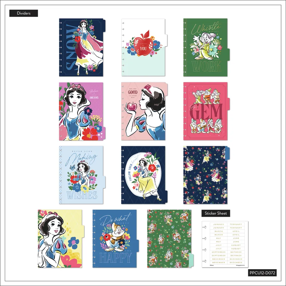 Happy Planner Disney Blanche-Neige agenda disques vertical non daté