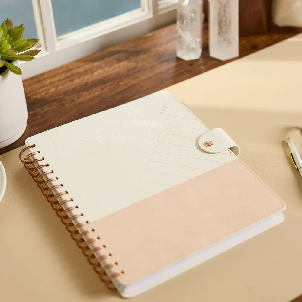 Happy Planner Citrine 2027 Ivory Diagonals agenda Classic spirale 12 mois