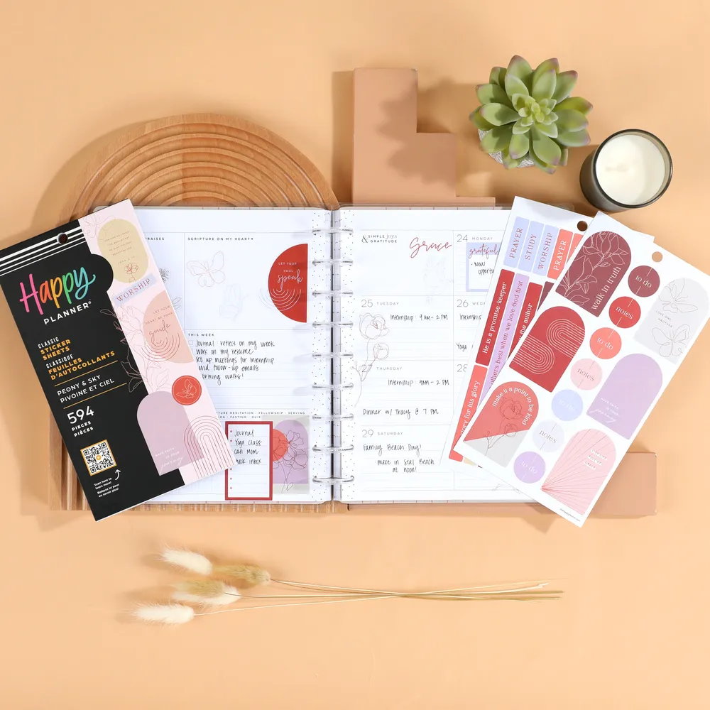 Happy Planner Peony & Sky carnet stickers 594