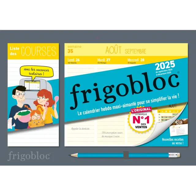 Frigobloc Hebdomadaire Compact 2025 calendrier familial frigo
