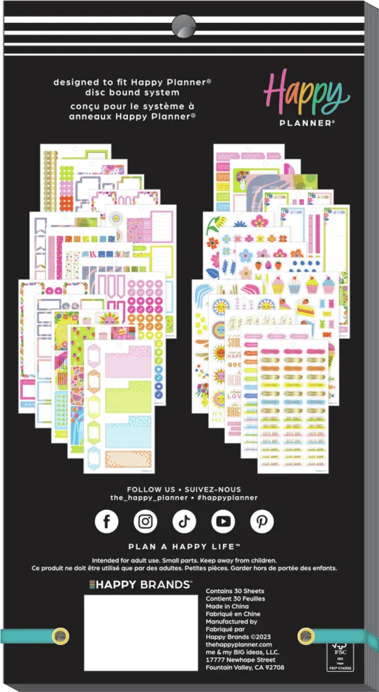 Happy Planner Sunny Risograph stickers 884 pièces 30 feuilles