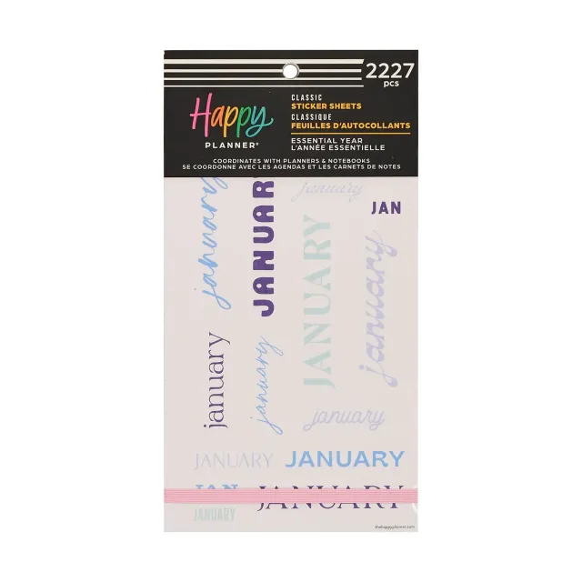 Happy Planner Essential Year carnet stickers 30 planches pastel