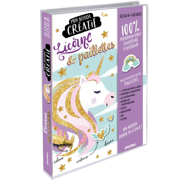 Frigobloc Paillettes et Licornes 2024-2025 agenda créatif
