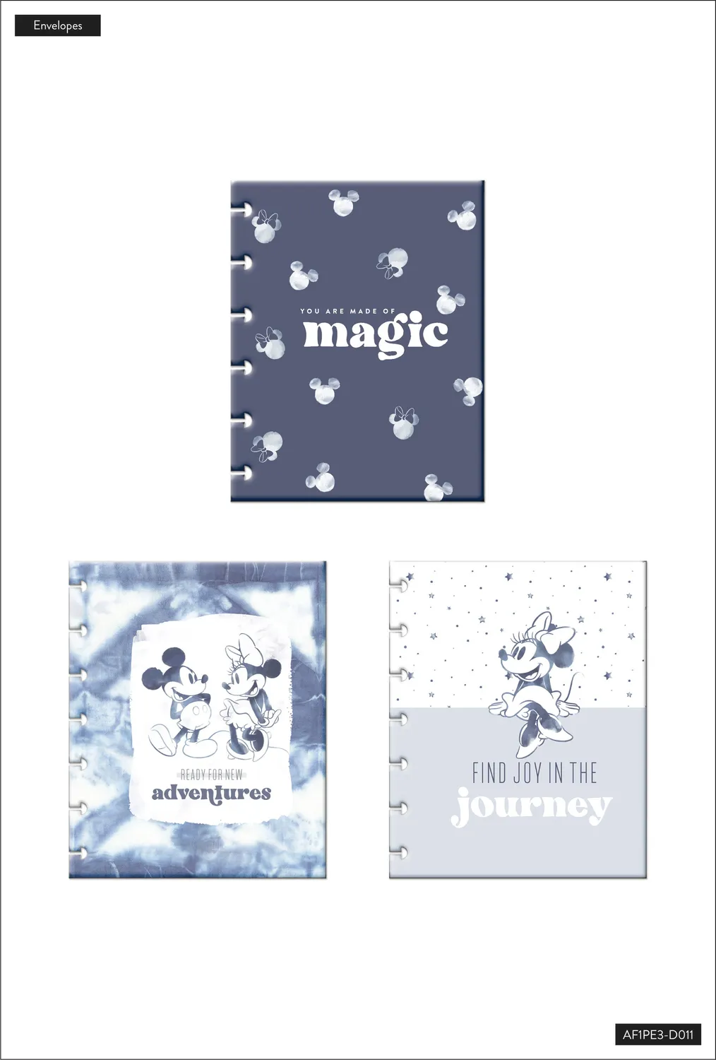 Happy Planner Disney Mickey Minnie enveloppes indigo x3