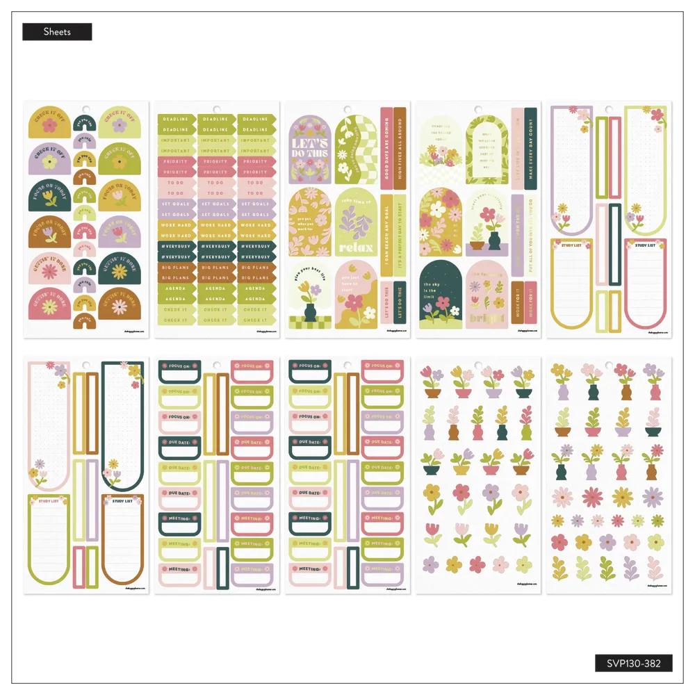 Happy Planner Sunny Picnic Student autocollants 770 pcs floral