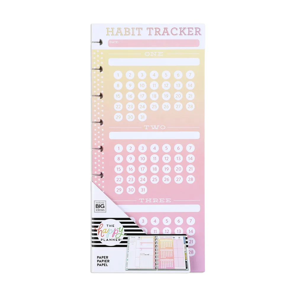 Happy Planner Habit Tracker Classic recharge 60 feuilles habitudes