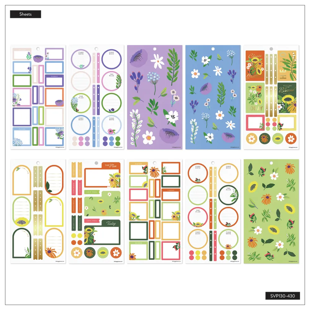 Happy Planner Brilliant Blooms stickers value pack 30 feuilles