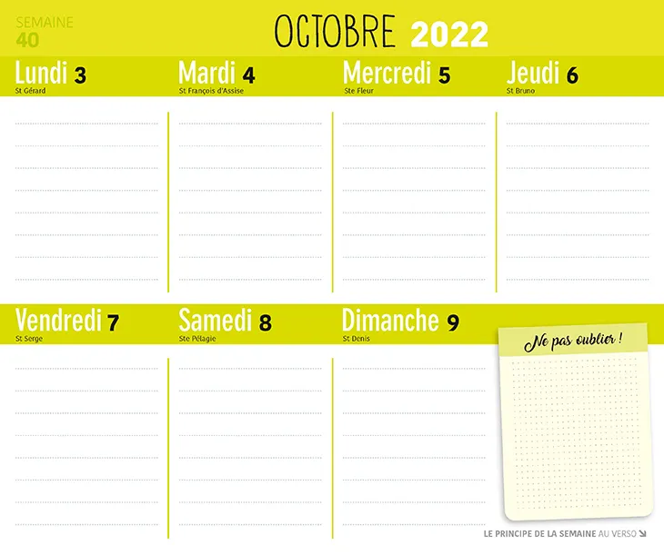Frigobloc Hebdomadaire 2023 Montessori calendrier familial