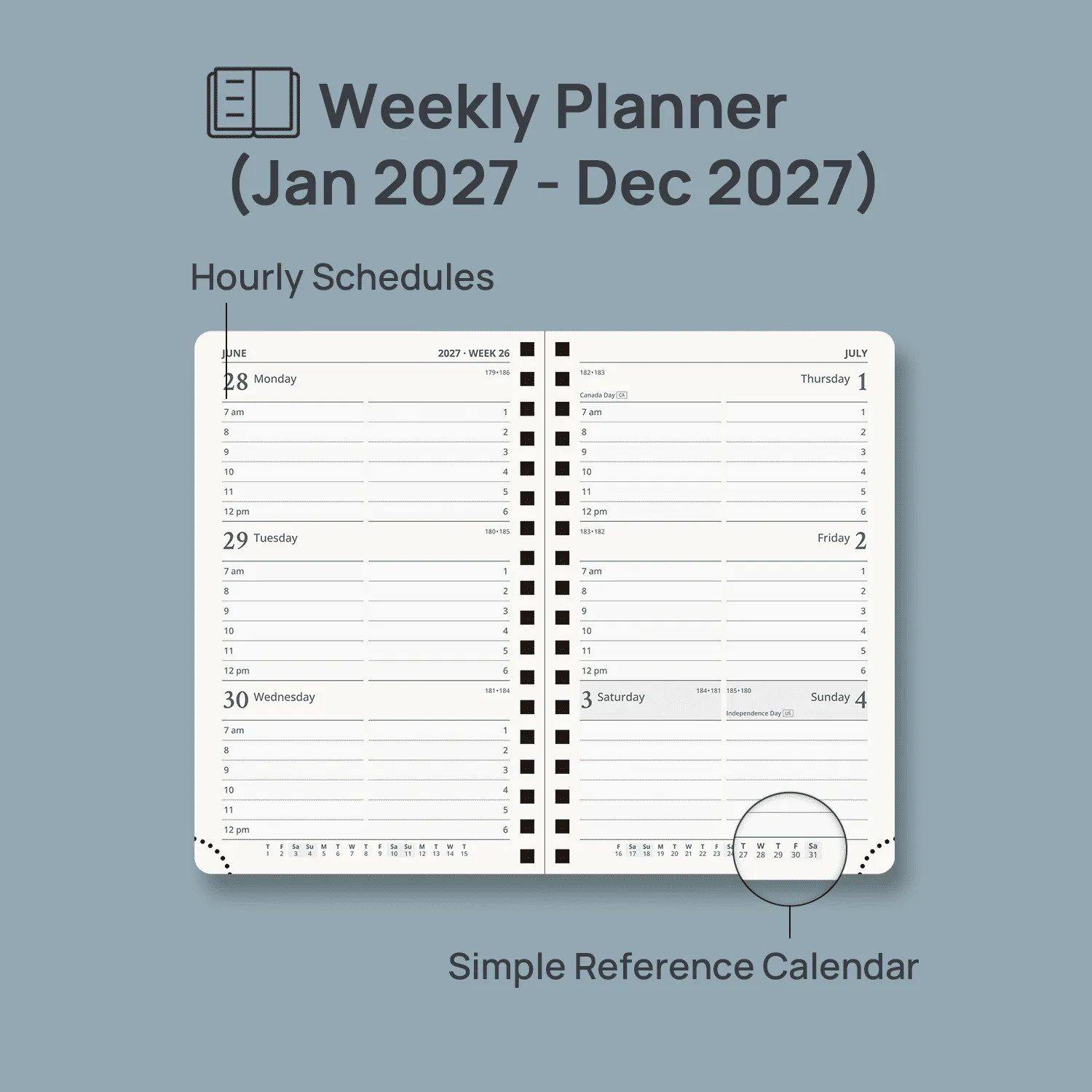 Poprun WEHA6-27 agenda hebdomadaire A6 2027 rigide poche