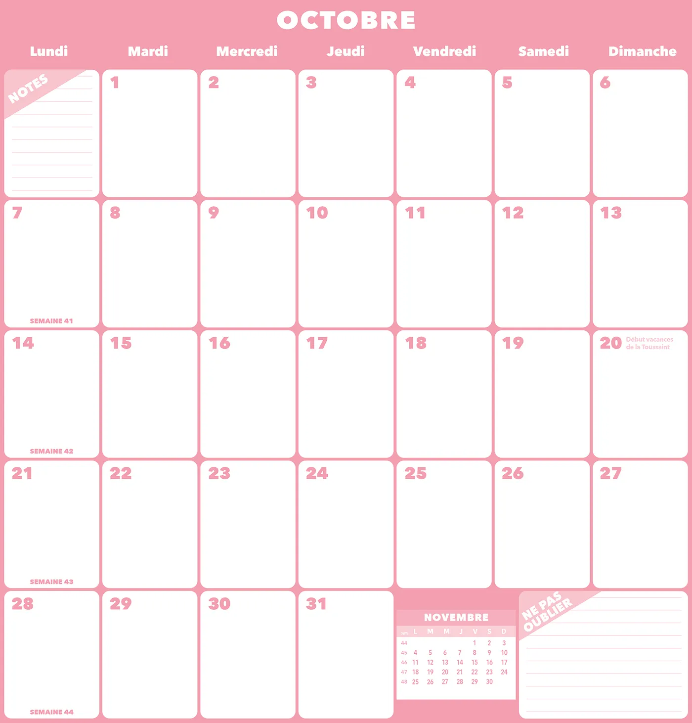 Frigobloc Mensuel calendrier familial 2024 Art déco