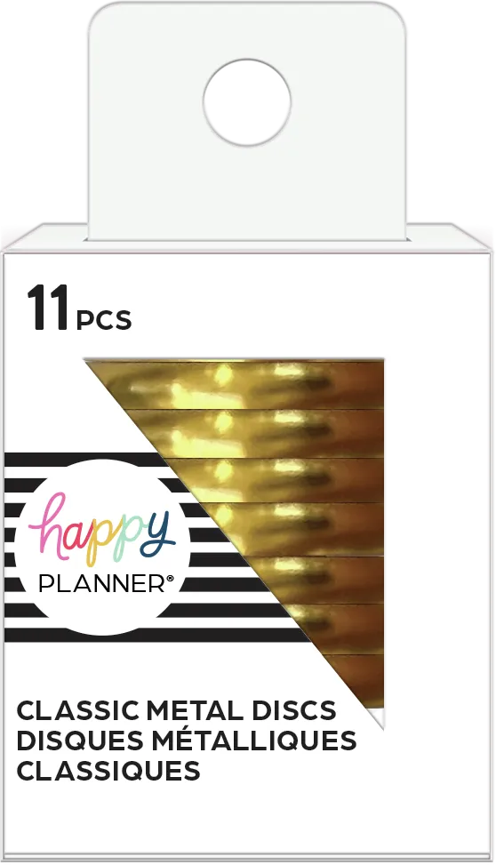 Happy Planner disques métal noir or moyen x11